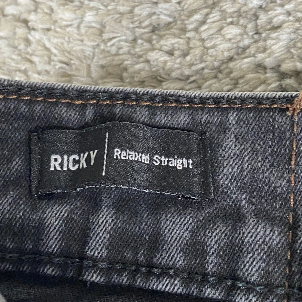 True Religion‎ Ricky Relaxed Straight Jeans Mens 40x32 Black Denim Flap Pocket
